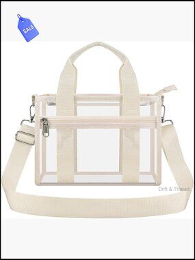 Clear Tote Bag Stadium Approved Large PVC Top Handle Handbag Daily Use